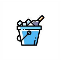 A bucket with ice and a bottle of wine in it vector