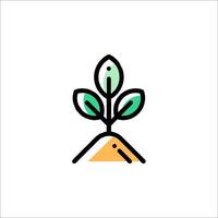 A plant growing on a hill with a tree in the middle vector