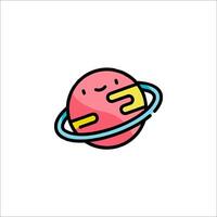 A cartoon planet with a smiley face on it vector