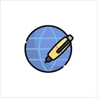 A globe with a pen and a pencil on it vector