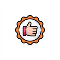 A thumbs up icon with a hand in the center vector