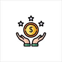 A dollar coin in the hands of two people vector