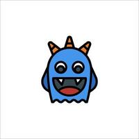 A cartoon monster with horns and a smile vector