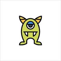 A cartoon green monster with blue eyes vector