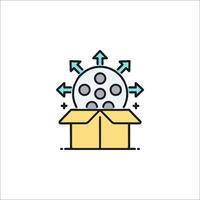 A movie reel in a box with arrows and arrows vector