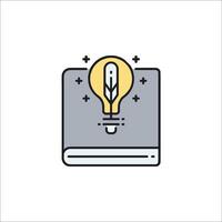 An icon of a book with a light bulb inside vector