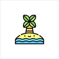 A cartoon island with a palm tree on it vector
