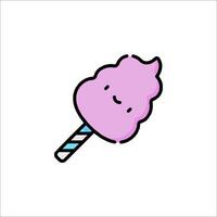 A cartoon ice cream with a pink and blue swirl vector