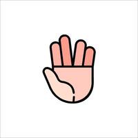 A hand with five fingers is shown in a flat style vector
