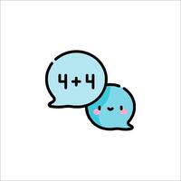 Two speech bubbles with the number 4 and a smiley face vector