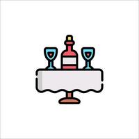 A table with wine and two glasses on it vector