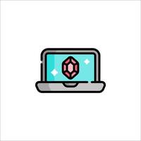 A laptop with a red gem on it vector