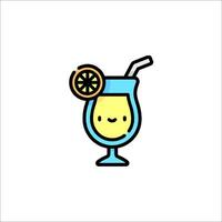 A cartoon drink with a lemon slice and a straw vector