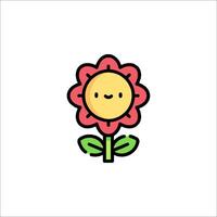 A cute flower with a smiley face on it vector
