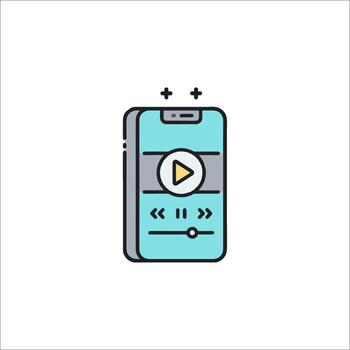 A phone with a play button on it vector