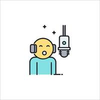 A man with headphones and microphone icon vector