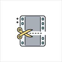 A film strip with scissors cutting it open vector