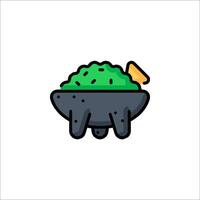 A green bowl with a bowl of food in it vector