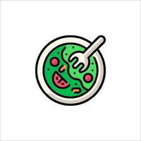 A green salad with a fork and spoon icon vector