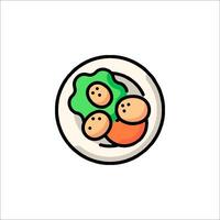 Plate with vegetables and potatoes icon vector