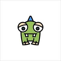 A cartoon green monster with a hat on vector