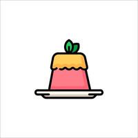 A dessert on a plate with a strawberry on top vector