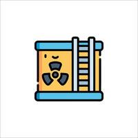 A cartoon box with a ladder and a radioactive symbol vector