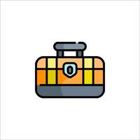 A suitcase icon with a shield on it vector
