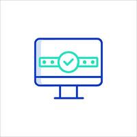 A computer monitor with a check mark on it vector