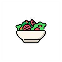 A salad in a bowl icon vector