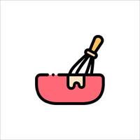 A pink bowl with a whisk in it vector