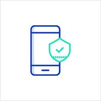 A phone with a shield icon on it vector