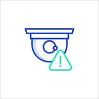 A security camera icon with a caution sign vector