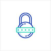 A lock icon with a green and blue outline vector