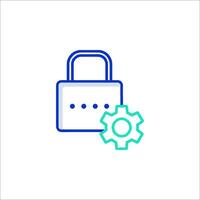A lock and gear icon on a white background vector
