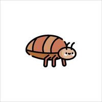 A cartoon bug with a brown and white body vector