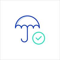 An umbrella with a tick and a check mark vector