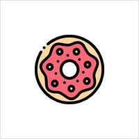 A donut icon with a pink frosting on it vector