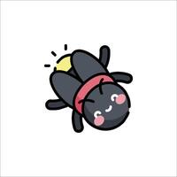 A cute bug with a red hat and a smile vector