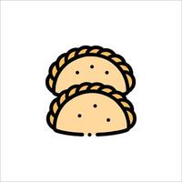 Two tacos are shown in a line drawing vector