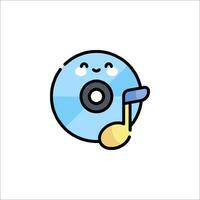 A cartoon cd with a smiley face and a musical note vector