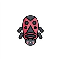 A ladybug icon with a black and red color scheme vector