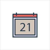 Calendar icon with the date 21 on it vector