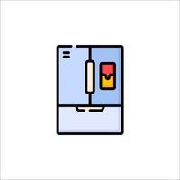 A refrigerator with a door open and a door closed vector