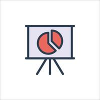 A presentation board with a pie chart on it vector