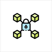 A green and blue icon with a lock and cube vector