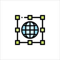 A globe surrounded by squares and lines vector