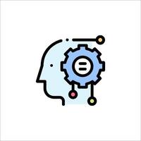 A person's head with gears and an e vector