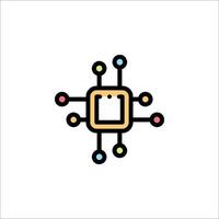 A computer chip icon with colorful dots vector