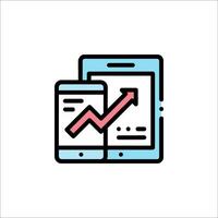 Mobile app icon with a graph line vector